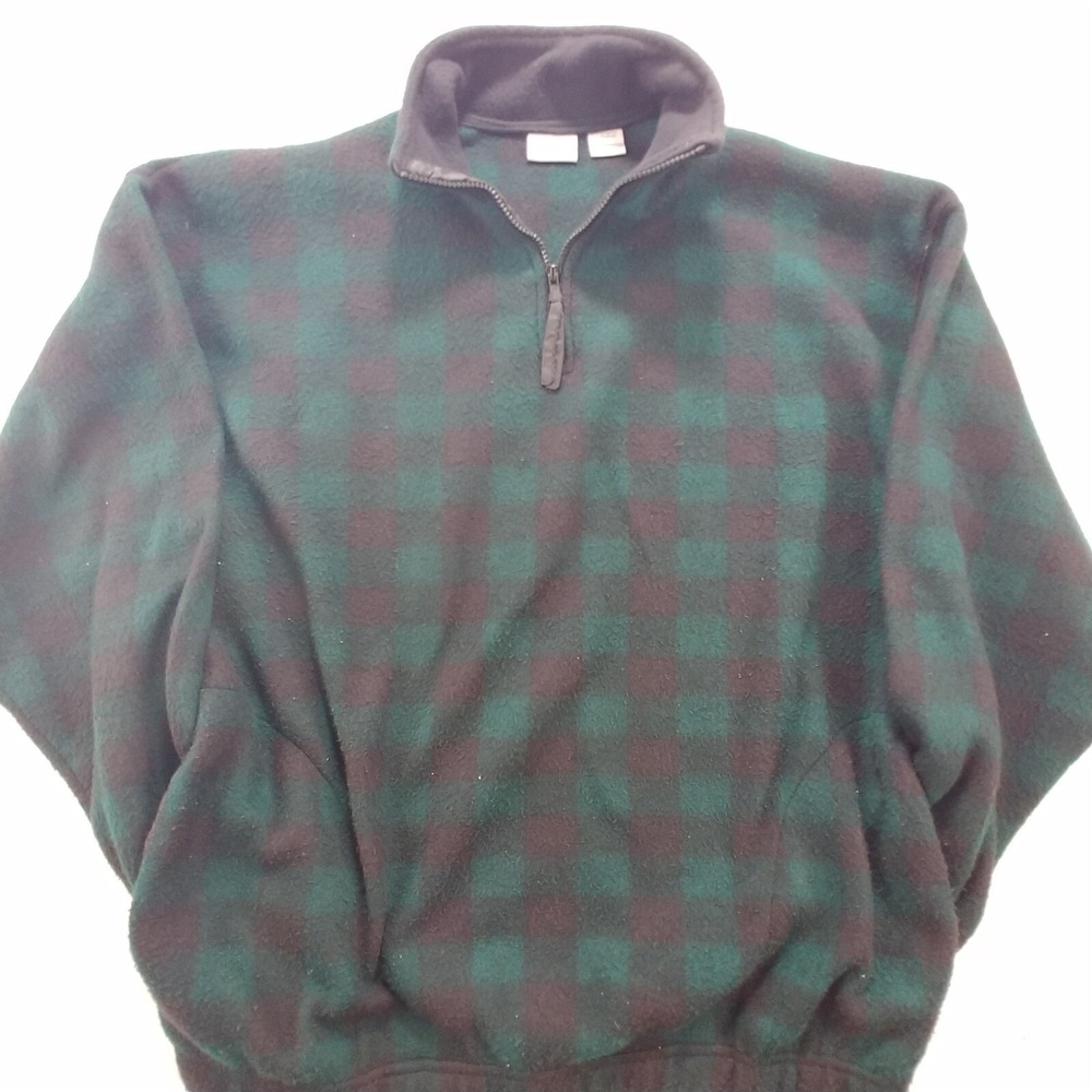 Bugle Boy Green 1/4 Zip Pullover Fleece Jacket Sweatshirt Men's Size Large - Picture 1 of 8